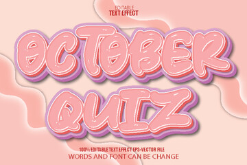 October Quiz Editable Text Effect Cartoon Style