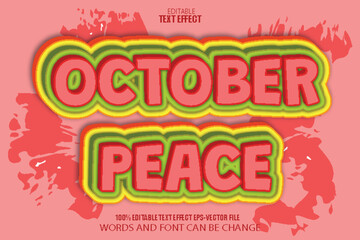 October Peace Editable Text Effect 3D Flat Gradient Style