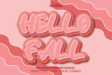 Hello Fall Editable Text Effect 3D Cartoon Style