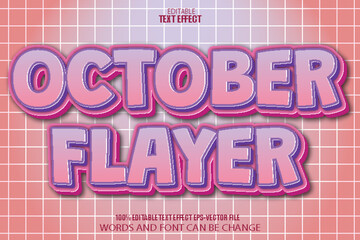 October Flayer Editable Text Effect 3D Cartoon Style