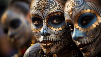 Sugar skull mask. Day of the Dead celebration.