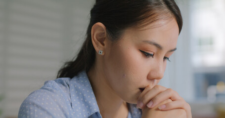 Young sad shock job lost woman worry upset tired read office bad news cruel mail reduce staff by...
