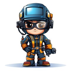 Naklejka premium Cute welder Character Cartoon isolated on a white background