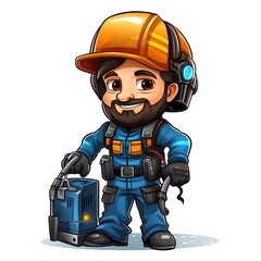 Fototapeta premium Cute welder Character Cartoon isolated on a white background