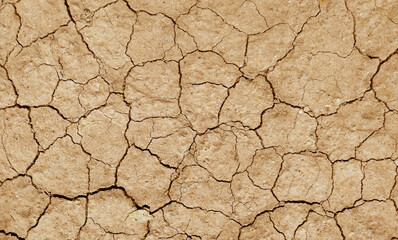 Cracked ground background in the top view for graphic design or wallpaper