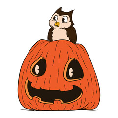 halloween pumpkin with trick and treat pumpkin and owl