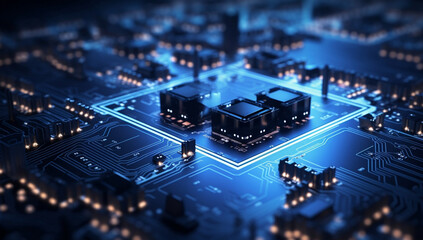 Digital board hardware processor blue circuit technology computing network science