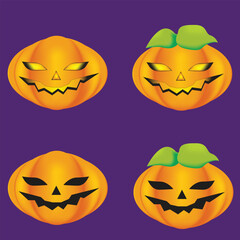 Halloween Pumpkins vector illustration set