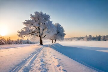 winter landscape in the morning