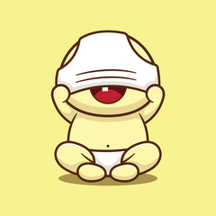 cute baby play with diapers  cartoon vector illustration