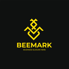 Obraz premium M latter bee logo and icon