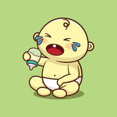 cute baby crying  cartoon vector illustration