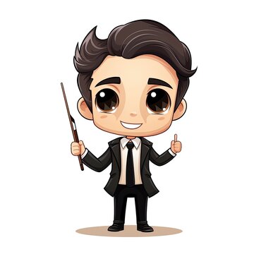 Cute Cartoon Conductor isolated on a white background