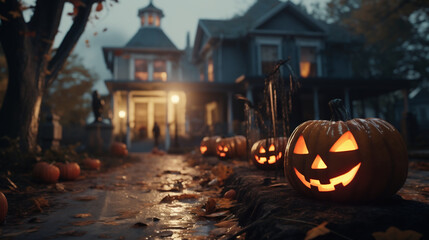 halloween pumpkin on the home, background