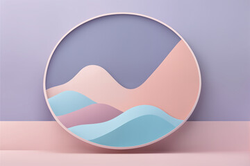 Minimalistic abstract pink and blue pastel colored vector style waves landscape style background