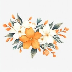 Colorful watercolor florals for design