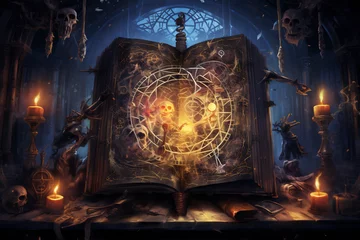 Foto op Plexiglas An intricate illustration of a witch ancient spellbook © Miftakhul Khoiri