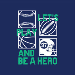 tee print design with college sport elements as vector