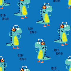 pattern design with cute dinosaur drawing