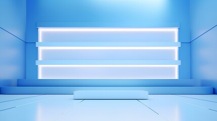 Universal abstract futuristic white blue background with built-in lighting for product presentation. generative AI