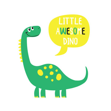 cute dinosaur drawing as vector for print