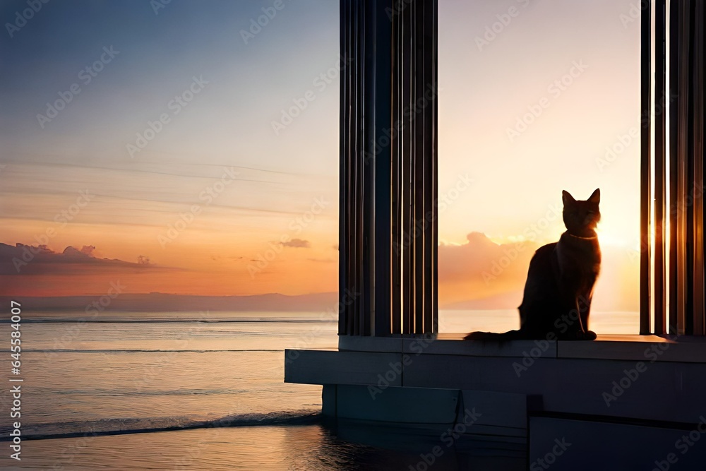 Canvas Prints cat on the roof Genenrated Ai - Canvas Prints