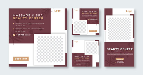 Spa and Massage Social Media Post for Online Marketing Promotion Banner, Story and Web Internet Ads Flyer