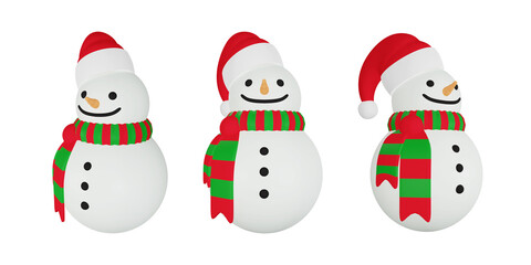 3D Snowman Character  in Three Different Angles