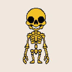 Cute skeleton pixel art illustration