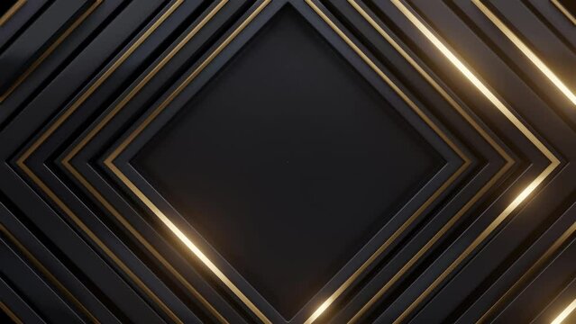 Rectangle Geometric Gold black background , with stripe glowing animation, 4k resoltuion