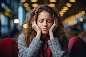 woman covering her ears