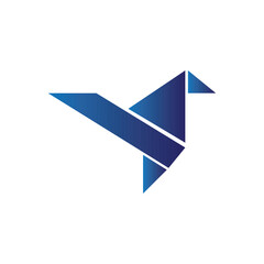 abstract blue bird origami logo design.