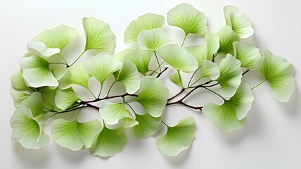 Design of a ginkgo leaf on a pure white background, Generative AI