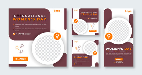 International Women Day Social Media Post for Online Marketing Promotion Banner, Story and Web Internet Ads Flyer