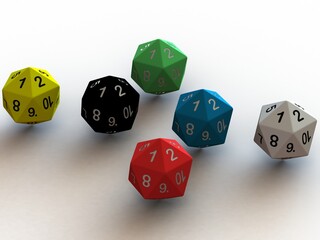 20 Sided Game Dice 6 Colors 3D print model