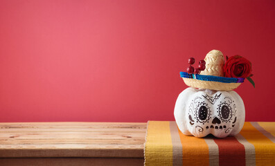 Day of the dead, Dia De Los Muertos holiday concept. Sugar skull Halloween pumpkin and Mexican...