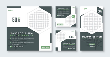 Spa, Beauty, and Massage Social Media Post for Online Marketing Promotion Banner, Story and Web Internet Ads Flyer