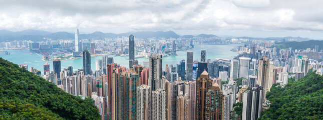 View from The Peak Tower, Victoria Peak, Hong Kon - obrazy, fototapety, plakaty