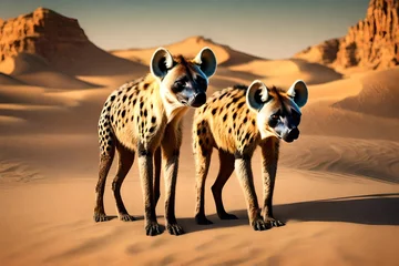 Foto op Canvas couple of hyena in the desert © Ahmad