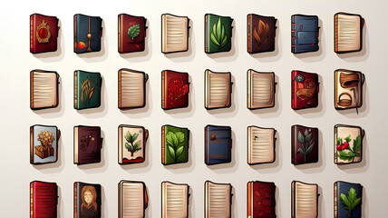 Line icons about pocket books on transparent background, Generative AI