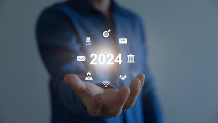 2024 new year for future business development related to artificial intelligence (AI) digital...