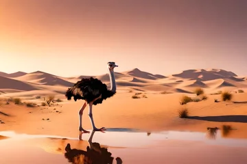 Tuinposter ostrich in the desert © Ahmad