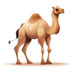 Camel cartoon on white background, AI generated Image