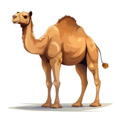 Camel cartoon on white background, AI generated Image