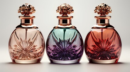Isolated perfumes on a clear background, Generative AI