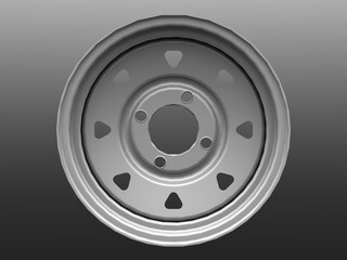 12 inch x 4 inch Trailer Wheel 3D model