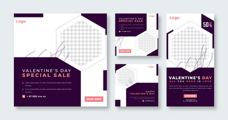Valentine's Sale Social Media Post for Online Marketing Promotion Banner, Story and Web Internet Ads Flyer