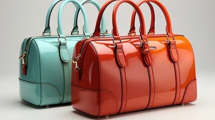 3D illustration of bags isolated on a translucent background.