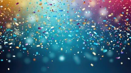 Glittering confetti showering down, vibrant colors everywhere, celebration in the air.