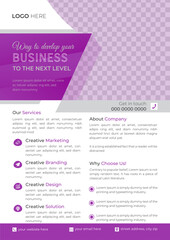 Creative business flyer design template set with variation color. marketing, business proposal, promotion, advertise, publication, cover page and digital marketing flyer A4 size.